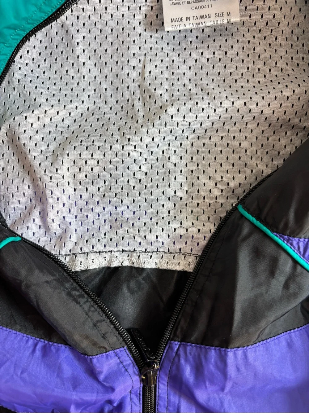 Vintage Adidas Jacket Mens Medium Black Purple Blue Windbreaker Trefoil 90s
